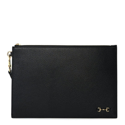 Gucci Calfskin Horsebit 1955 Wristlet Pouch  Black 1 of 7