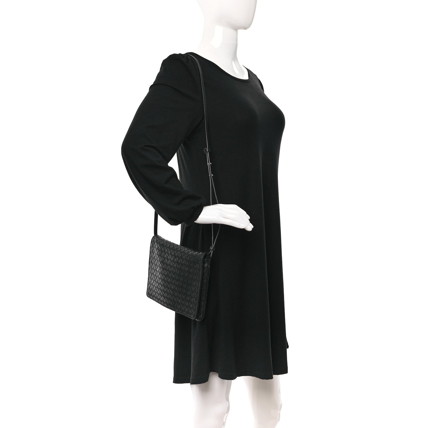 Bottega Veneta Nappa Mini Intrecciato Flap Crossbody Bag Black 2 of 9