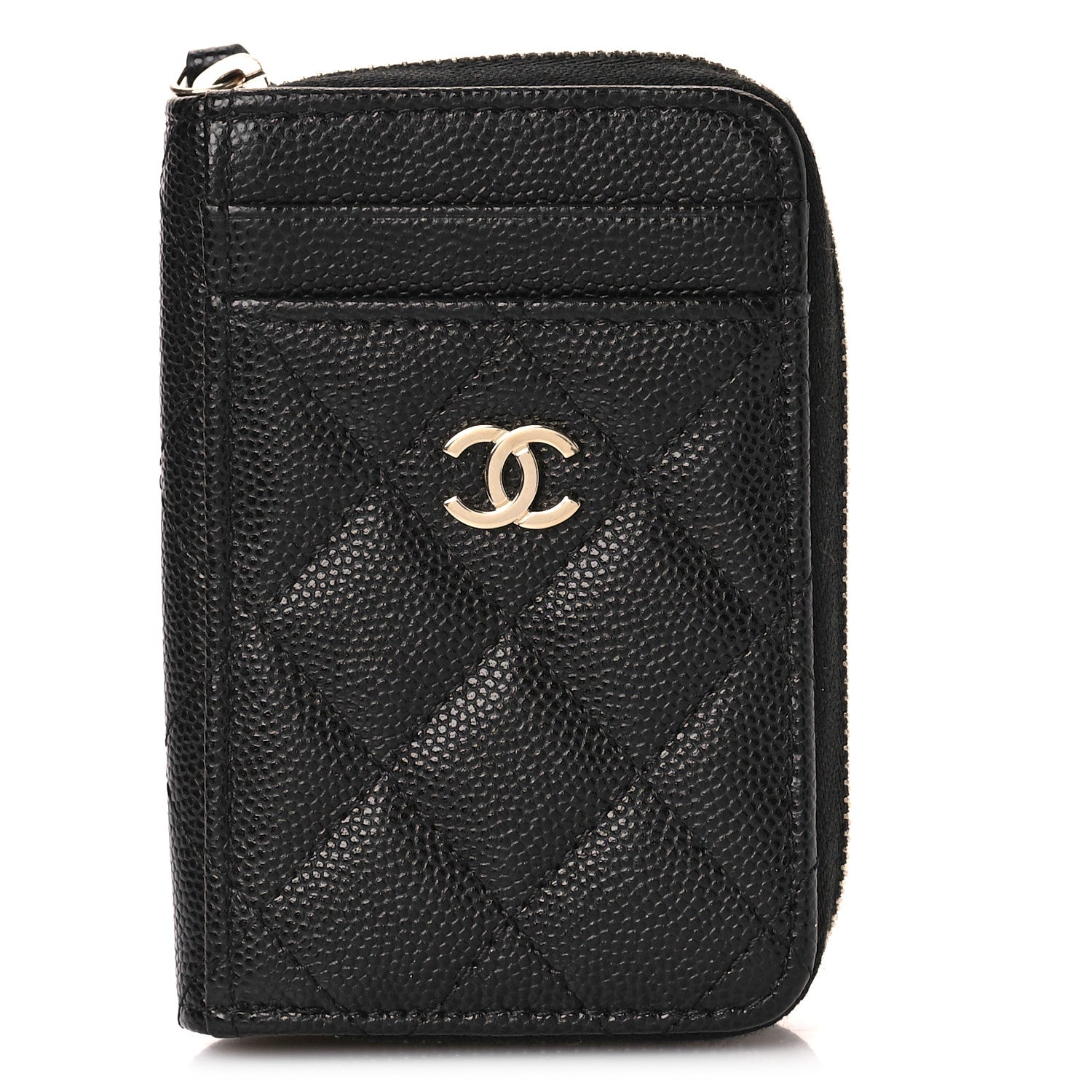 Chanel Caviar Quilted Zip Card Holder Black 1 of 10