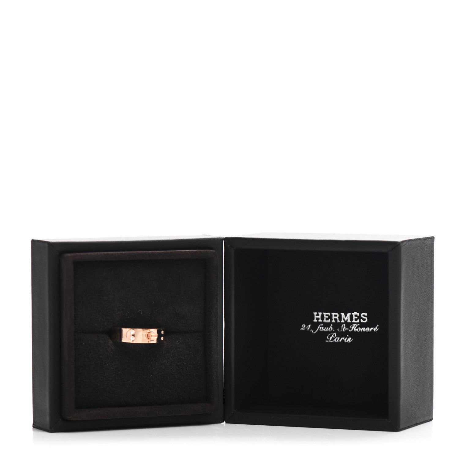 Hermes 18K Rose Gold Diamond PM Kelly Ring 53 6.25 5 of 5