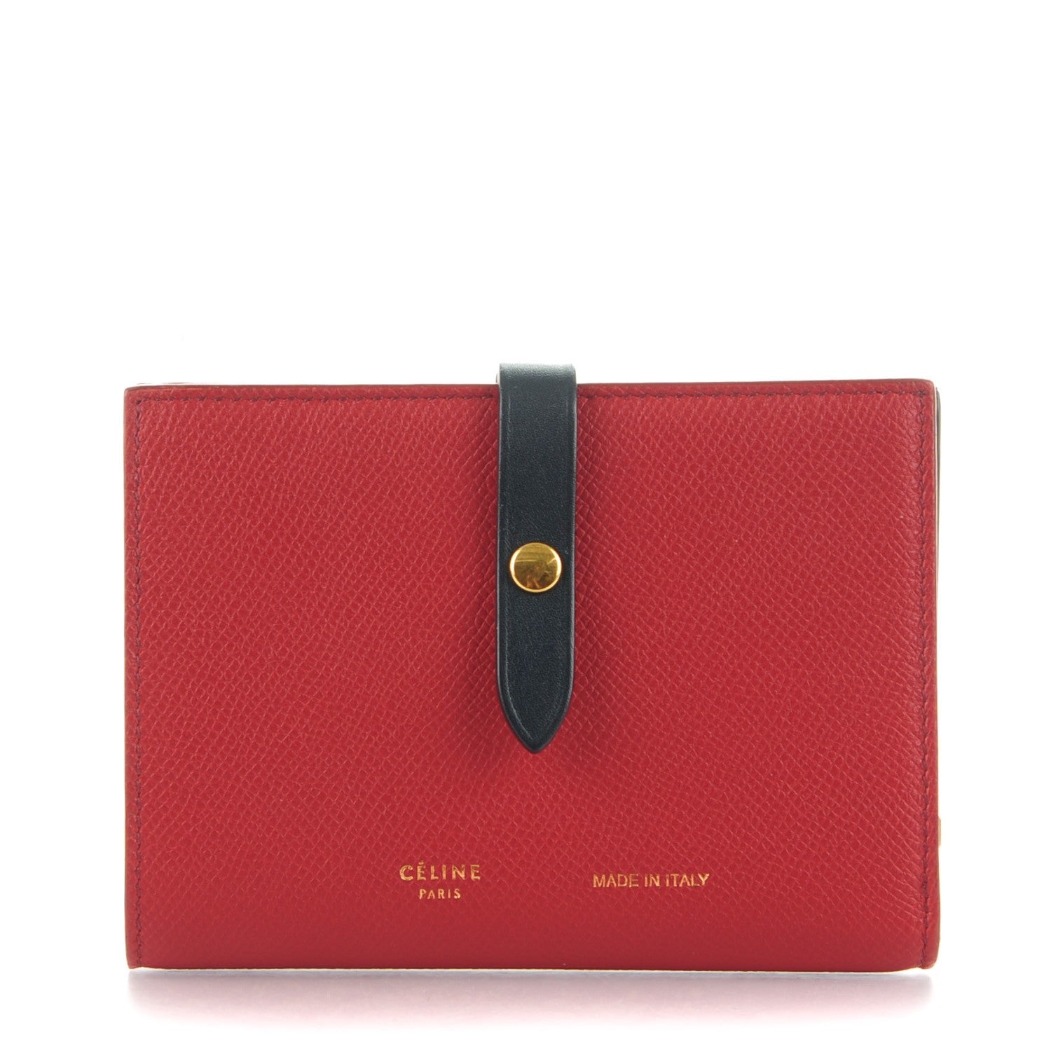 Celine Grained Calfskin Large Multifunction Strap Wallet Coquelicot 1 of 7