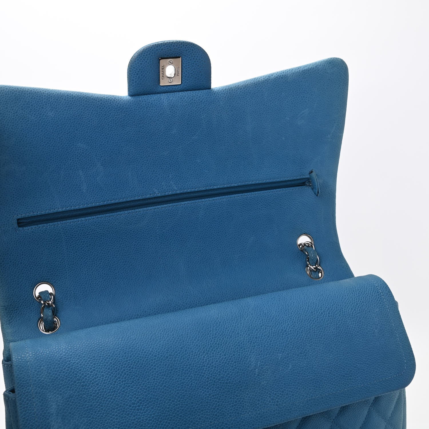 Chanel Iridescent Caviar Quilted Maxi Double Flap Blue 10 of 13