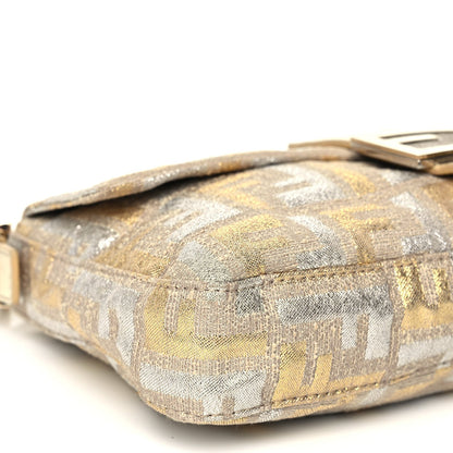Fendi Metallic Lurex Zucca Baguette Gold Silver 8 of 10