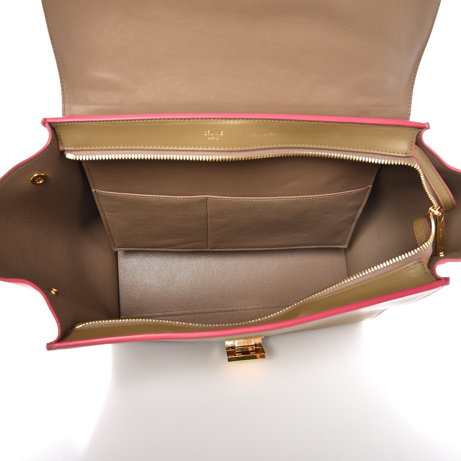 Celine Smooth Calfskin Small Bi-Color Trapeze Taupe Fuchsia 5 of 9