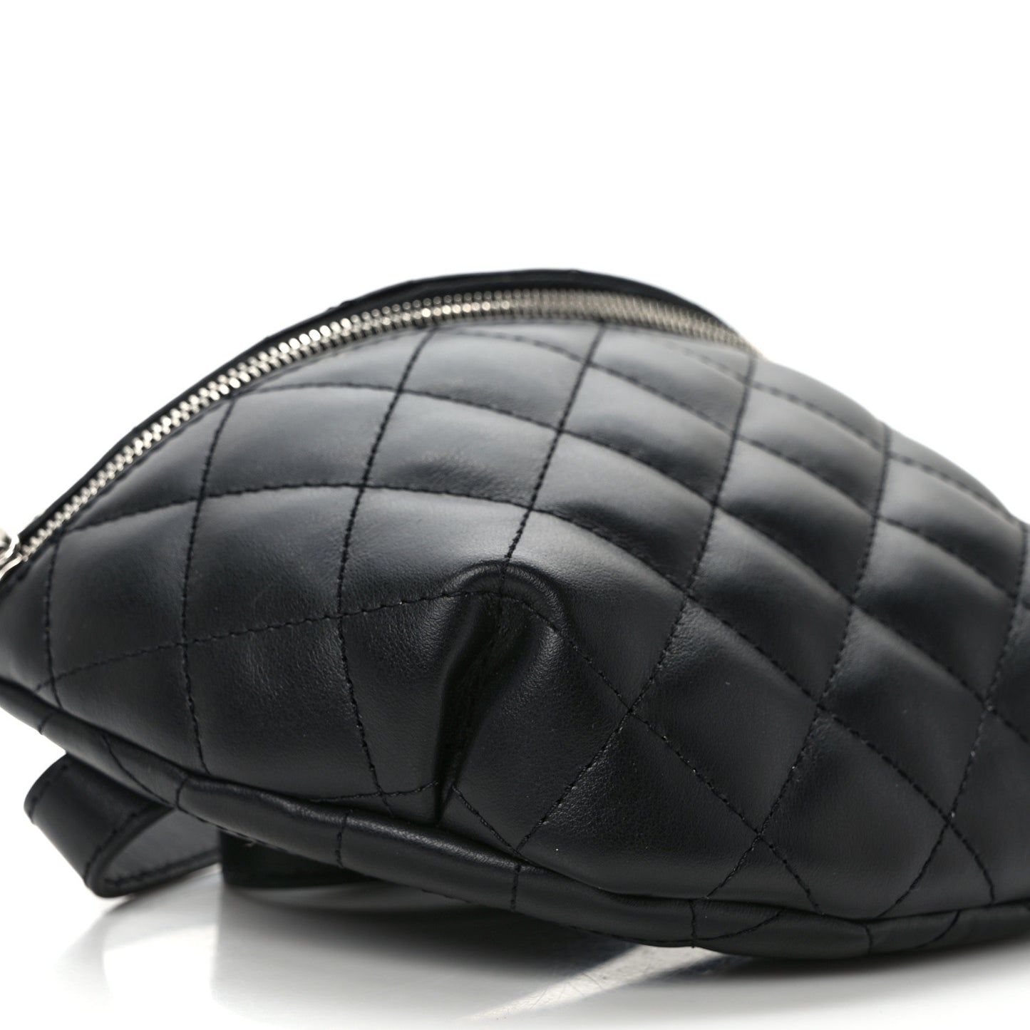 Calfskin Quilted Waist Belt Bag Black