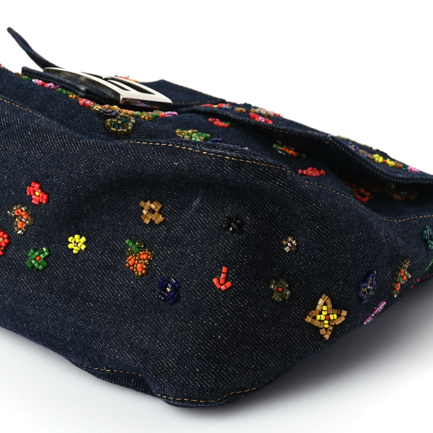 Fendi Denim Beaded Mama Baguette Blue 8 of 8