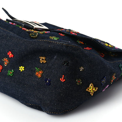 Fendi Denim Beaded Mama Baguette Blue 8 of 8