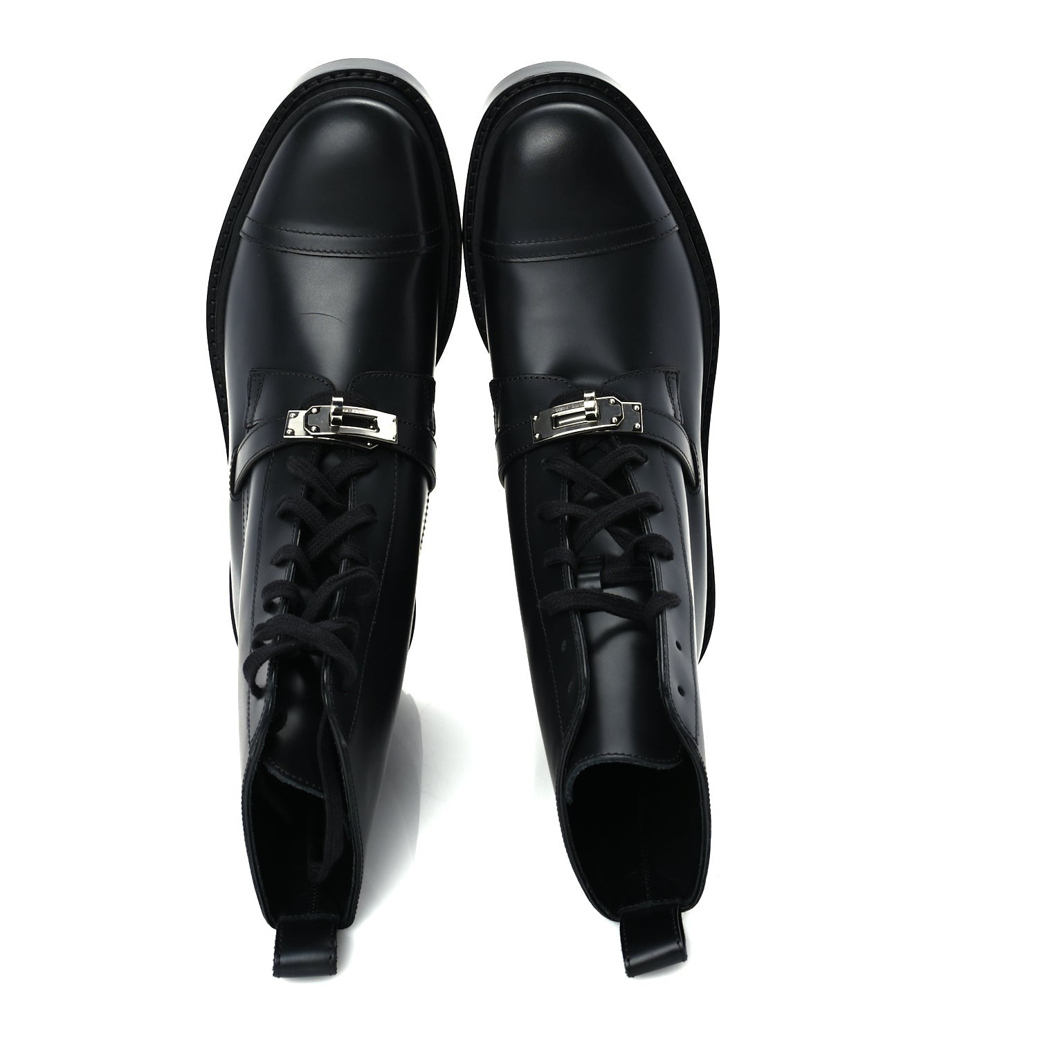 Hermes Glossed Calfskin Funk Ankle Boots 37 Black 5 of 8