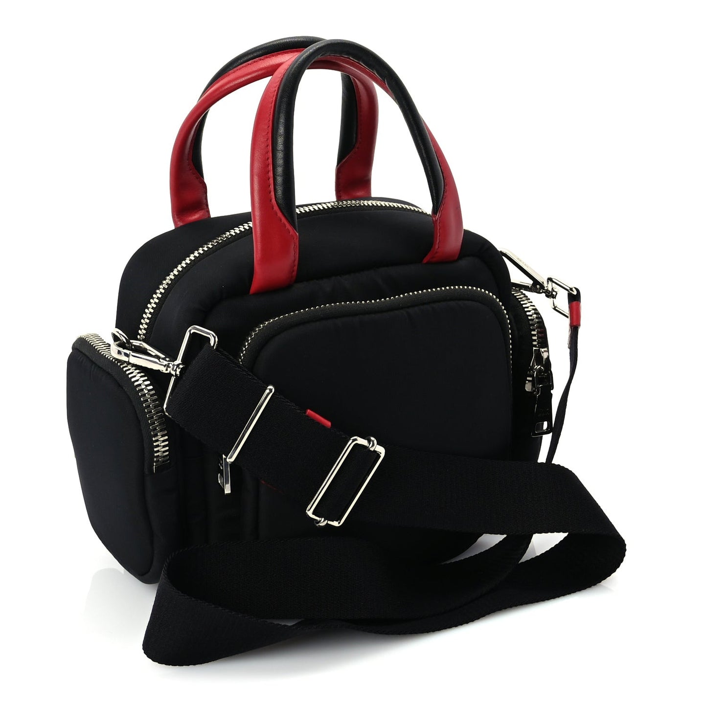 Tessuto Nylon Pocket Top Handle Cargo Bag  Black Fuoco
