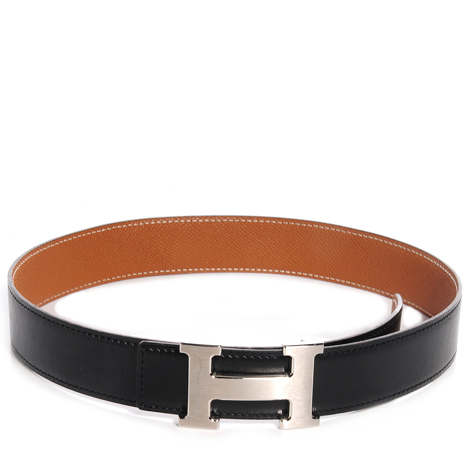 Hermes Box Courchevel Reversible Constance Brushed Silver 32mm H Belt 65 Noir Gold 1 of 6