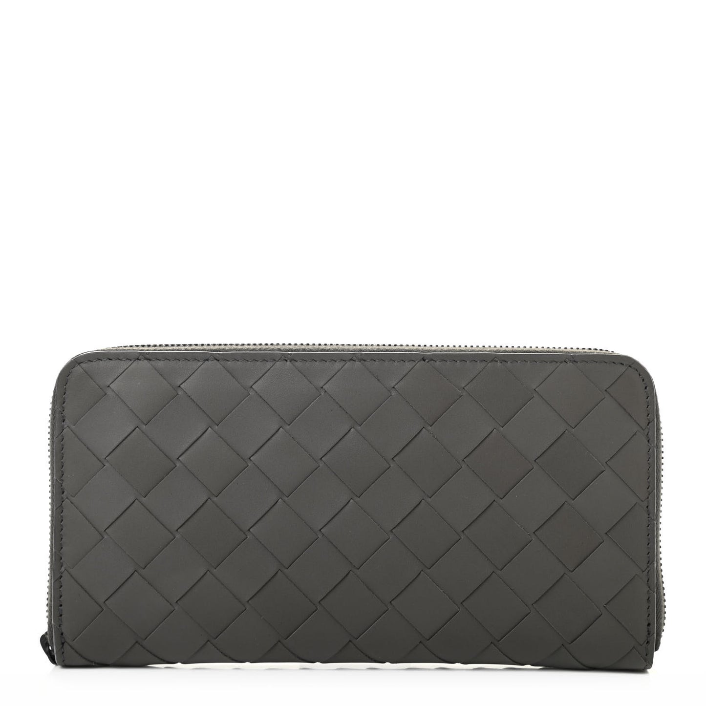 Nappa Intrecciato Zip Around Wallet Grey