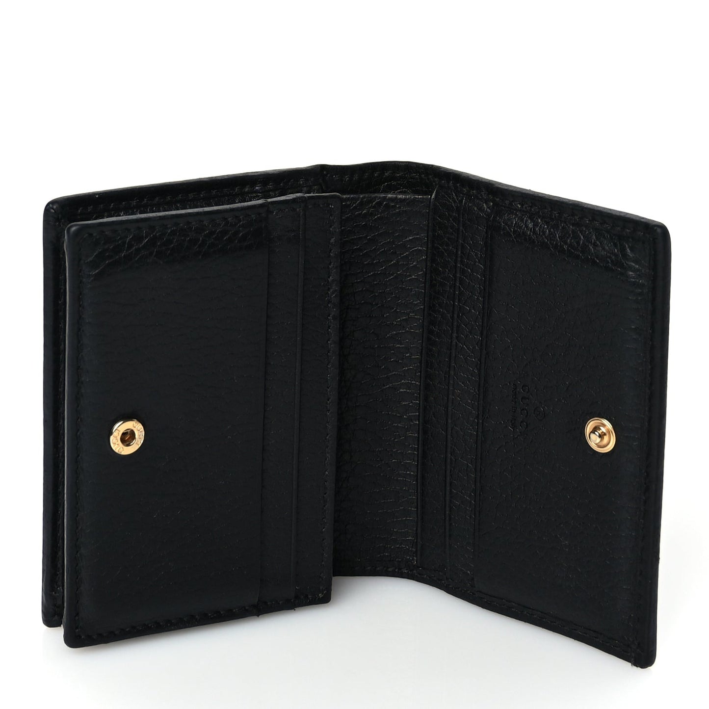 Pebbled Calfskin GG Marmont Card Case Black