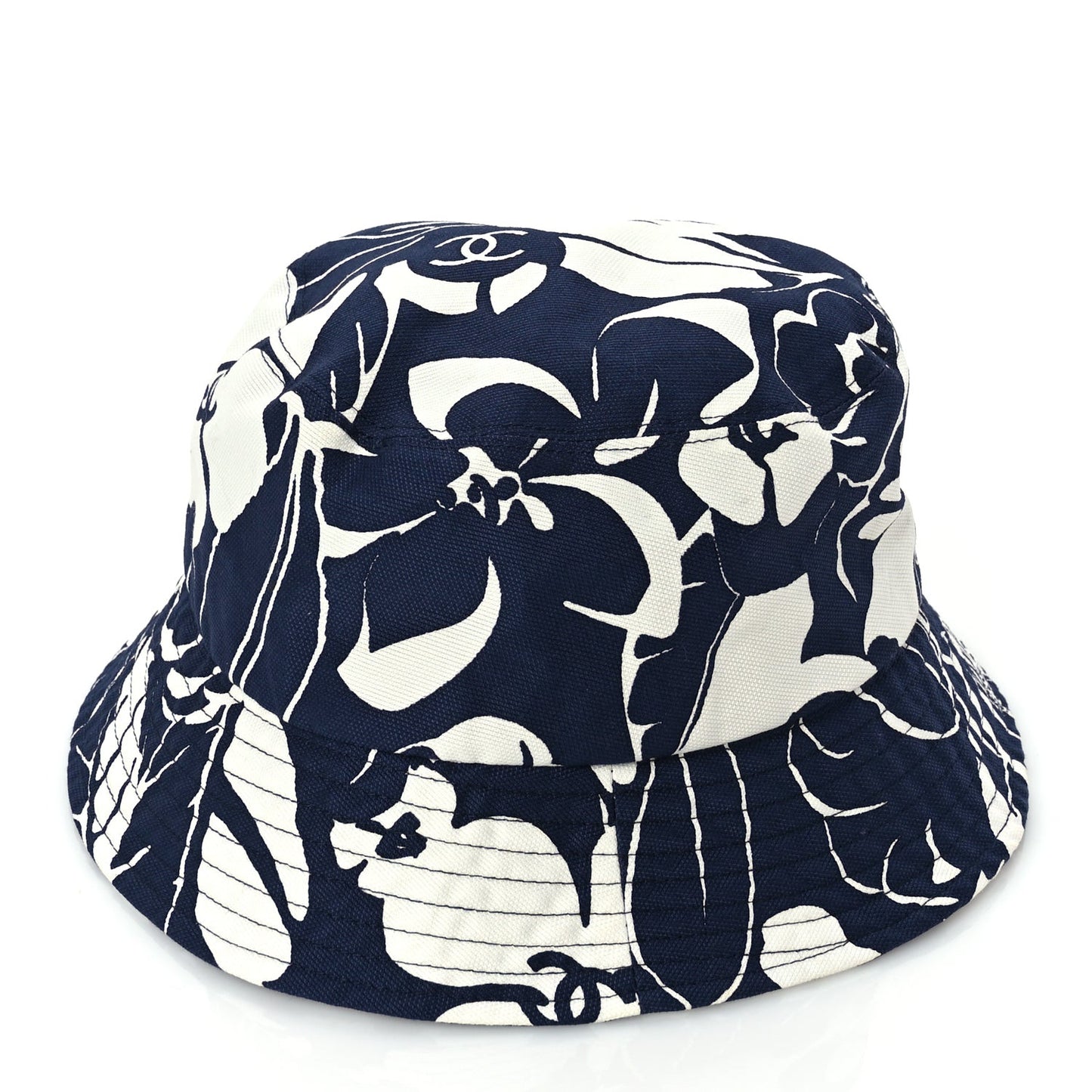 Cotton Canvas Bucket Hat L Navy Ivory