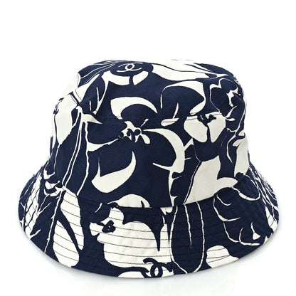 Chanel Cotton Canvas Bucket Hat L Navy Ivory 4 of 8