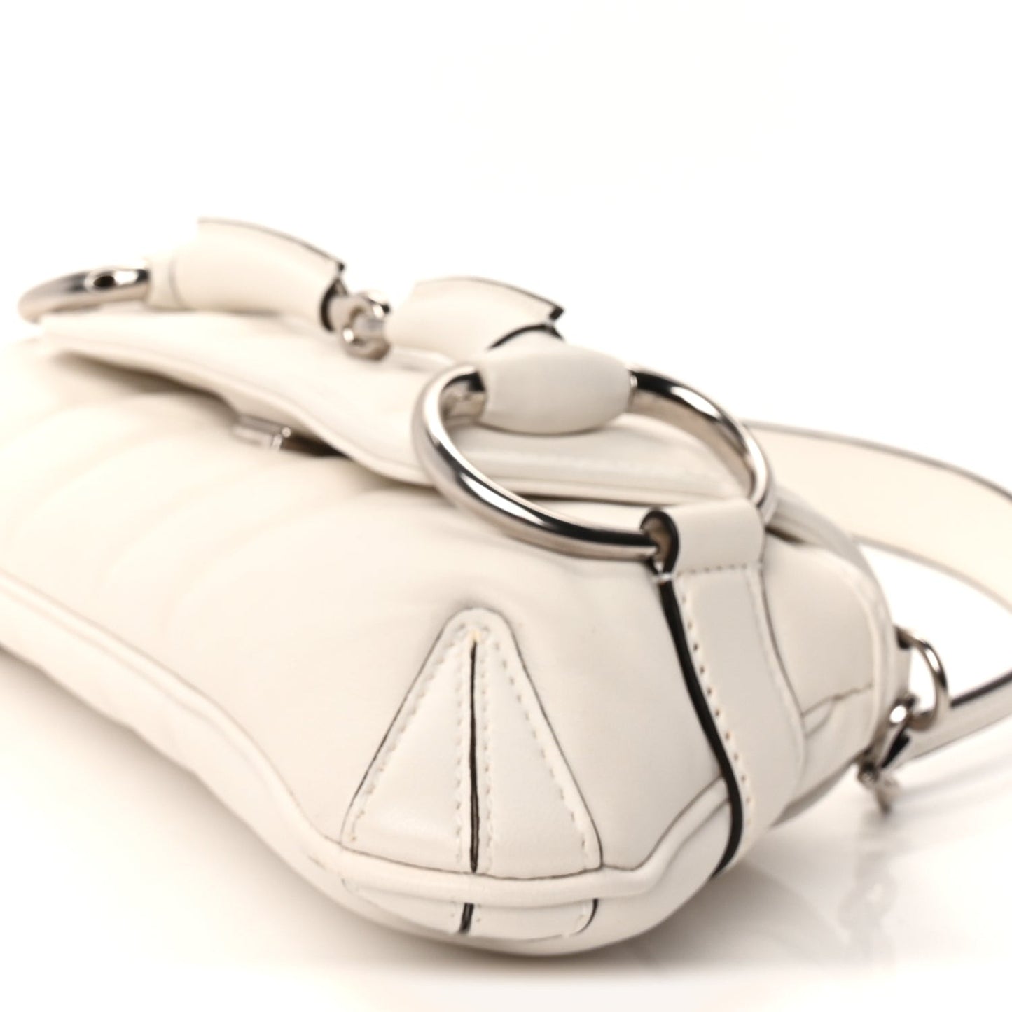 Nappa Vertical Matelasse Small Maxi Horsebit Chain Shoulder Bag Great White