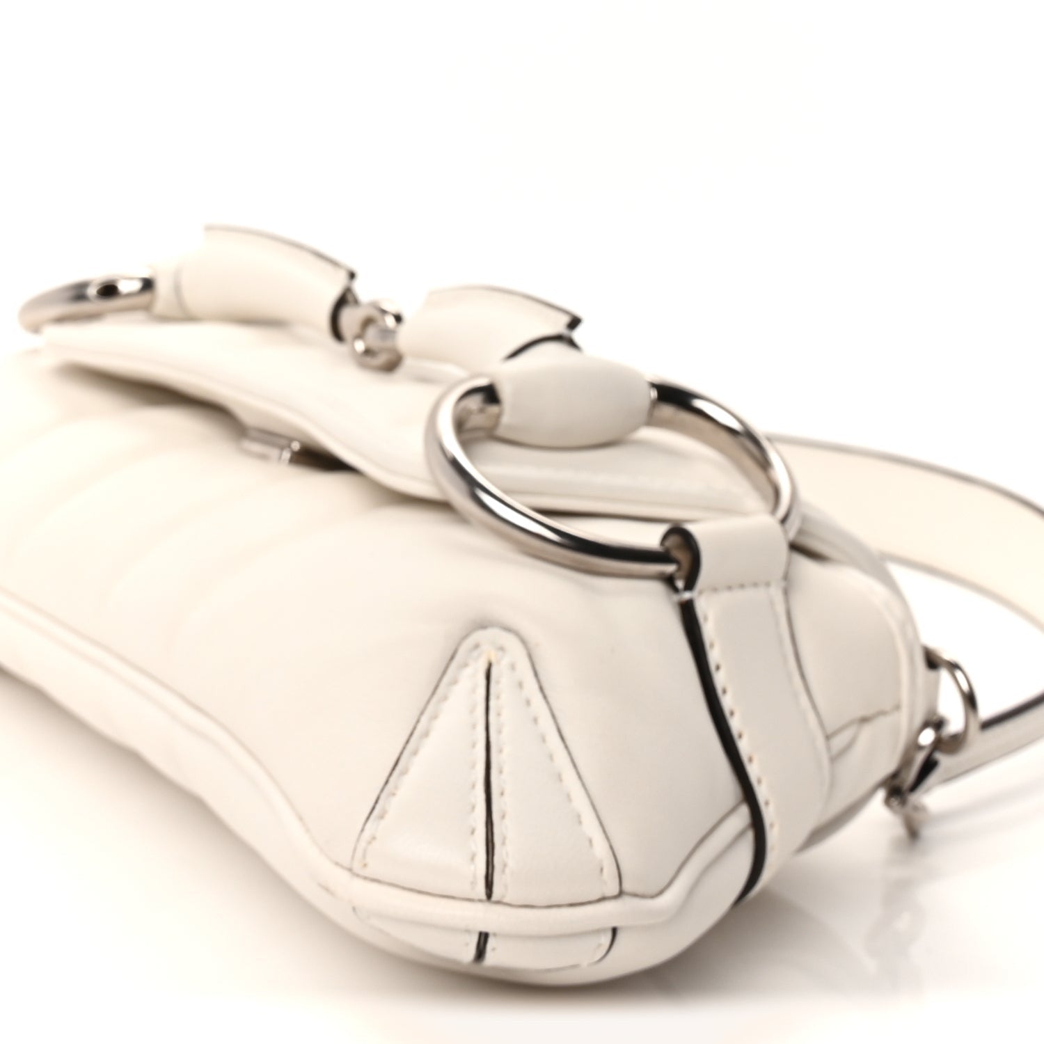 Gucci Nappa Vertical Matelasse Small Maxi Horsebit Chain Shoulder Bag Great White 8 of 8