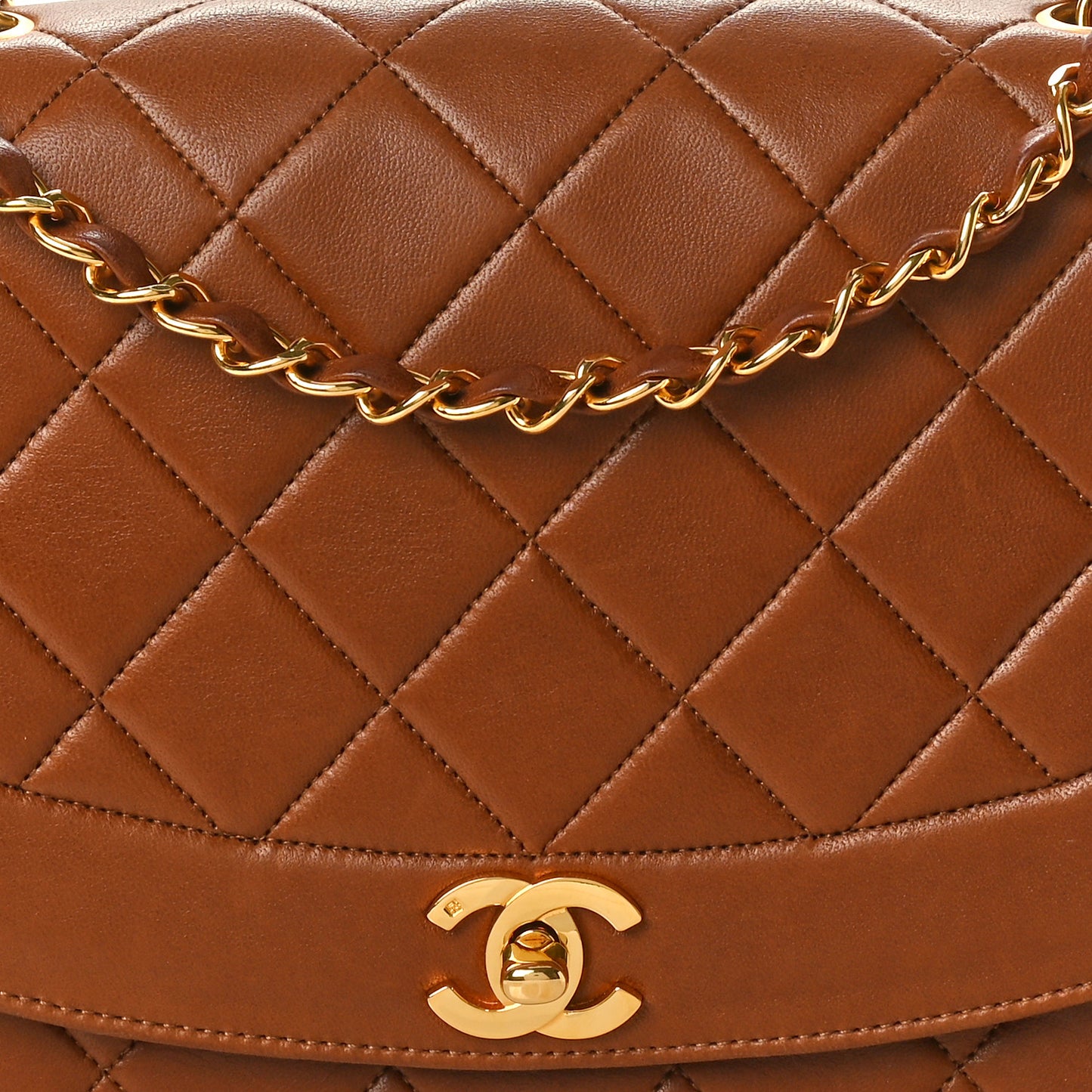 Lambskin Quilted Medium Single Flap Brown