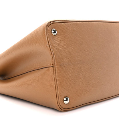 Prada Saffiano Cuir Large Double Bag Caramel Fuoco 8 of 8