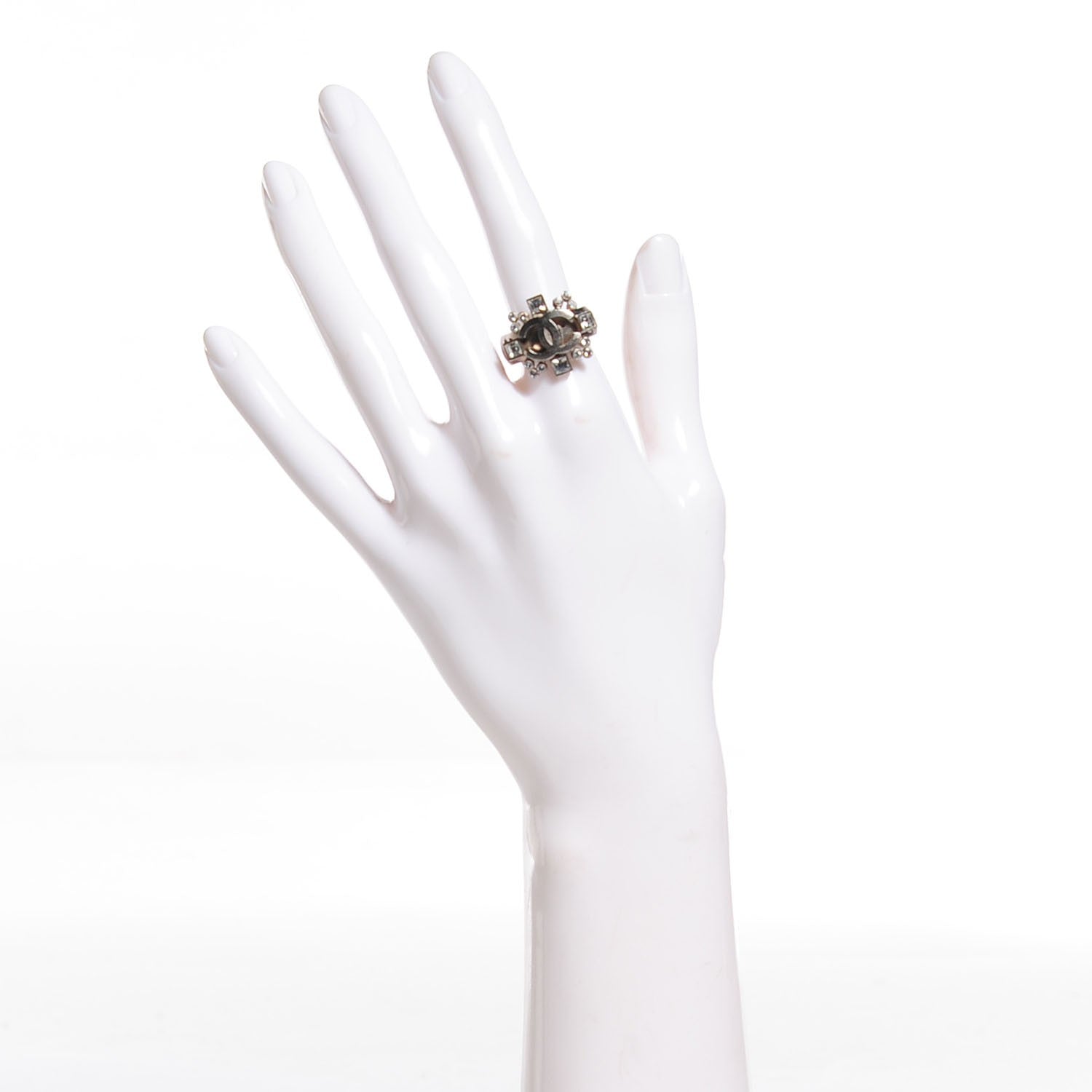 Chanel Baguette Crystal CC Ring 6.5 Silver 2 of 5