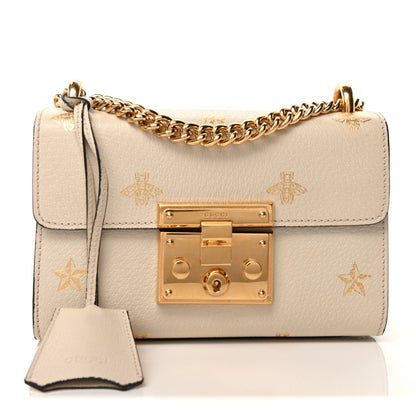 Gucci Grained Calfskin Bee Star Small Padlock Shoulder Bag White 1 of 8
