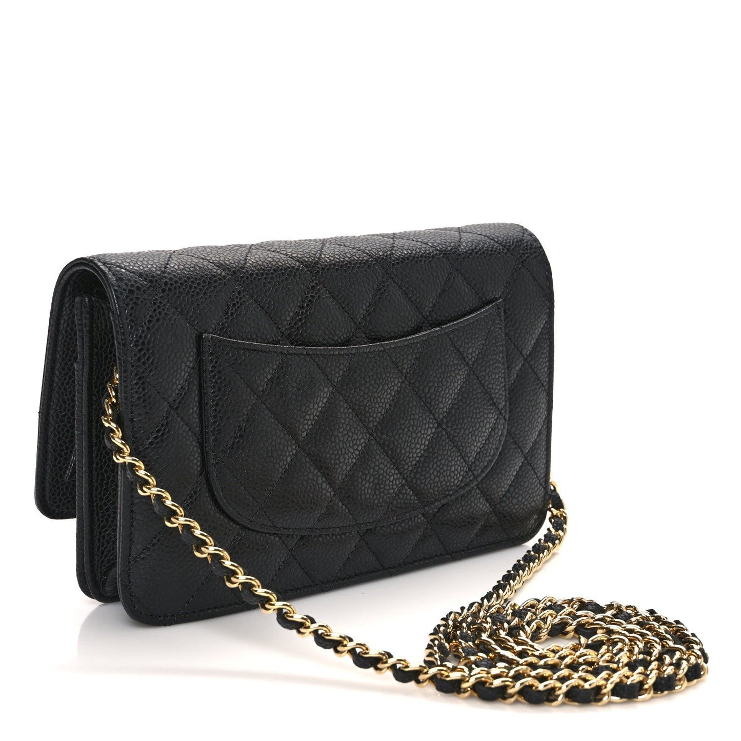 Caviar Quilted Wallet On Chain WOC Black