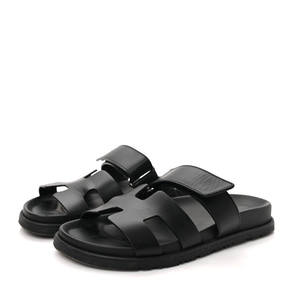 Hermes Calfskin Womens Chypre Sandals 35.5 Black 3 of 10