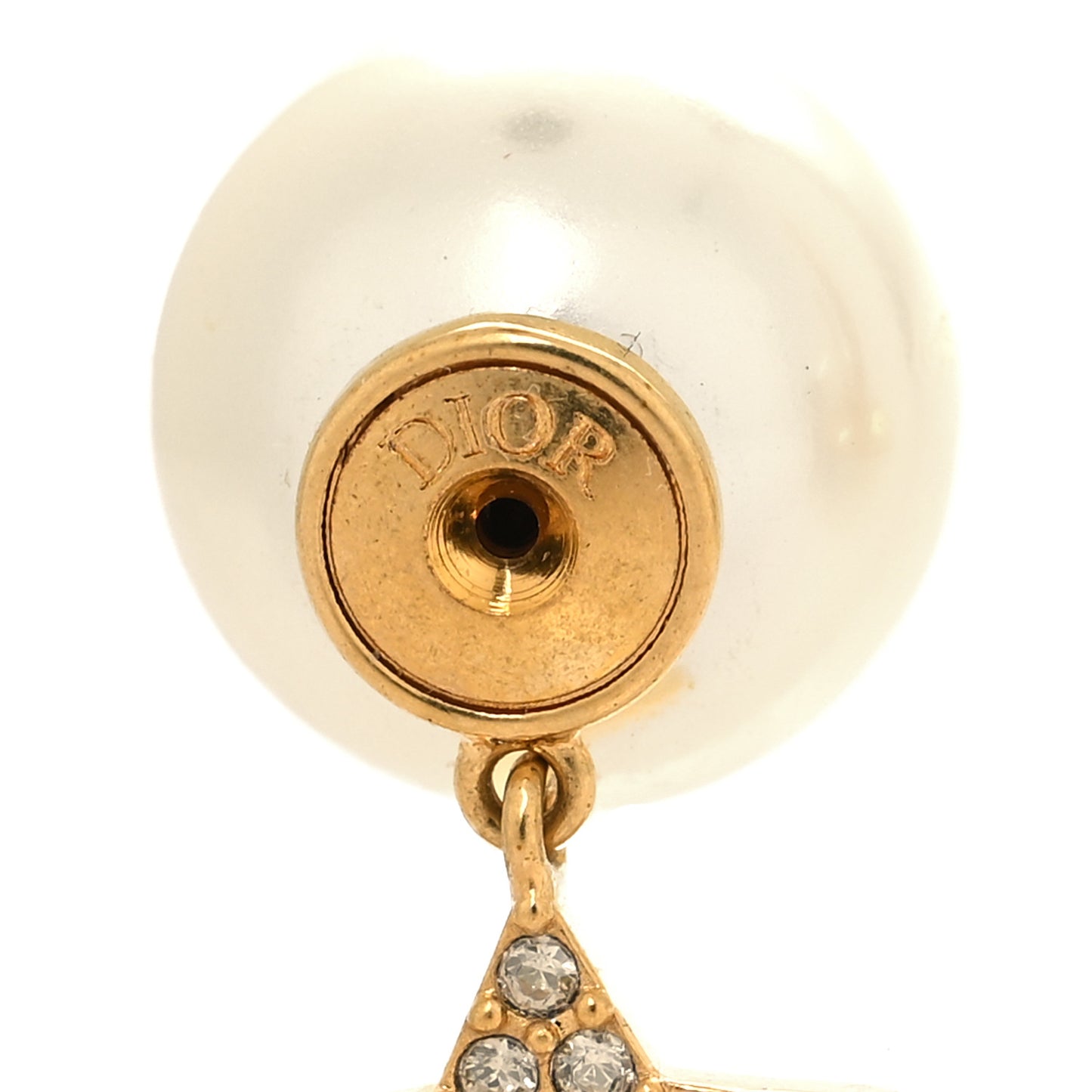 Pearl Crystal Mise En Dior Logo Tribal Earrings Gold