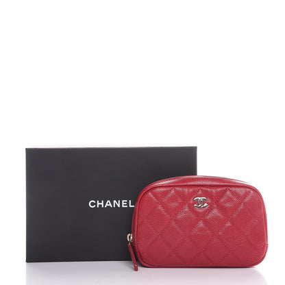 Chanel Caviar Quilted Small Curvy Pouch Cosmetic Case Dark Pink 8 of 8