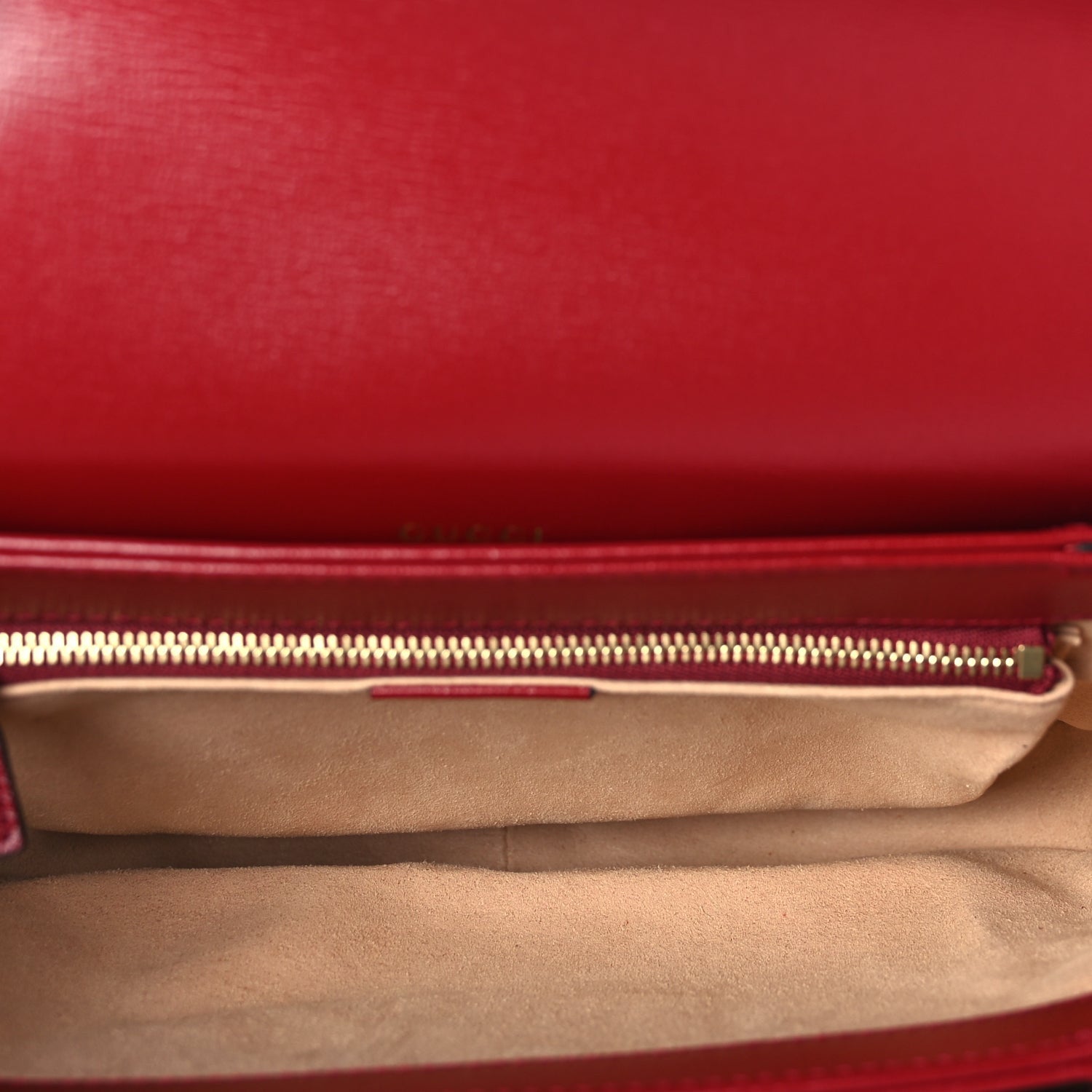 Gucci GG Supreme Monogram Azalea Calfskin Horsebit 1955 Shoulder Bag Beige Ebony New Cherry Red 4 of 9