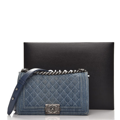 Chanel Denim Quilted Medium Boy Flap Blue 14 of 14