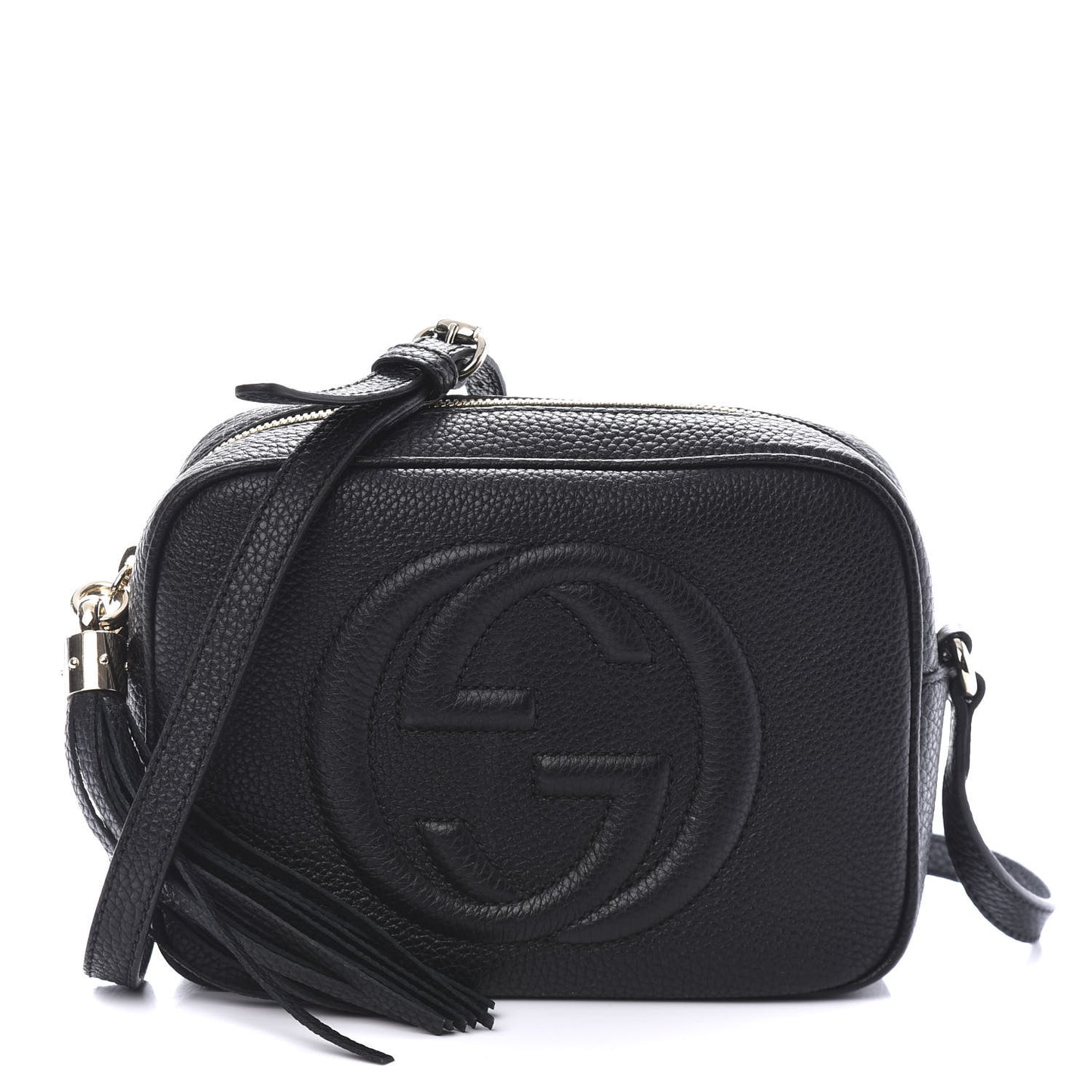 Pebbled Calfskin Small Soho Disco Bag Black