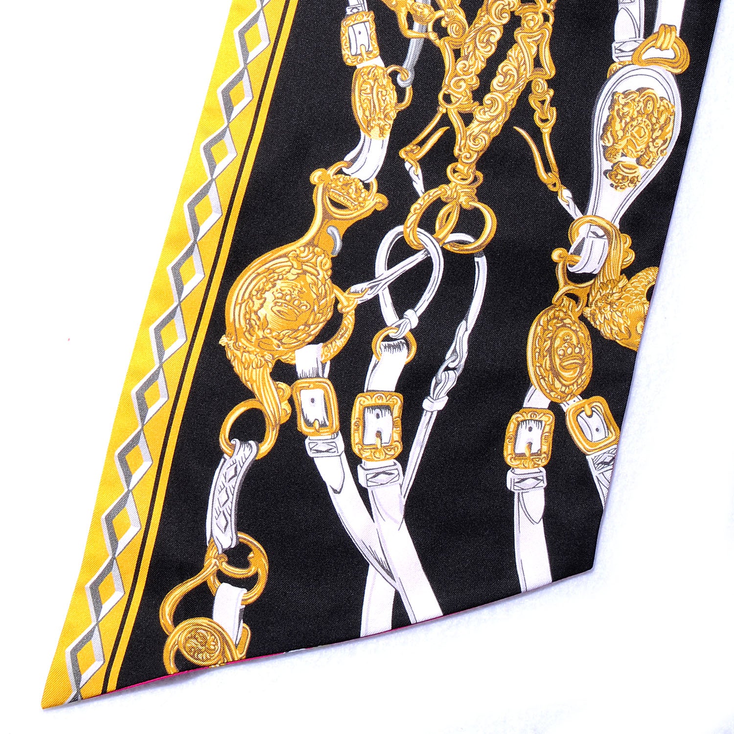 Hermes Silk Brides De Gala Maxi Twilly Fuchsia Noir Vieil 4 of 4