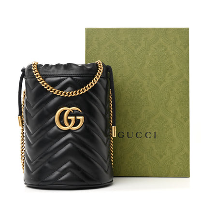 Gucci Calfskin Matelasse Mini GG Marmont 2.0 Bucket Bag Black 11 of 11