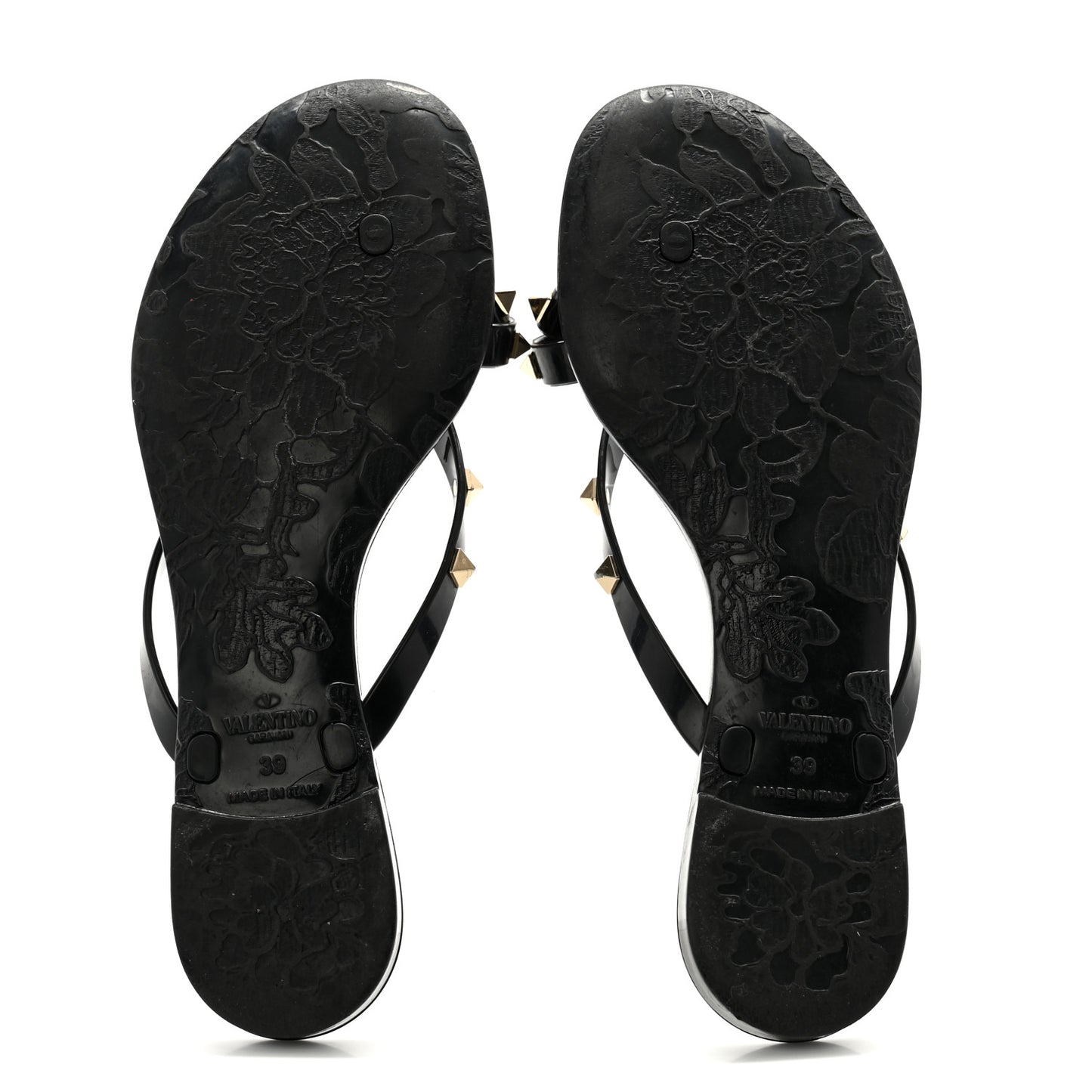 PVC Jelly Rockstud Bow Thong Sandals 39 Black