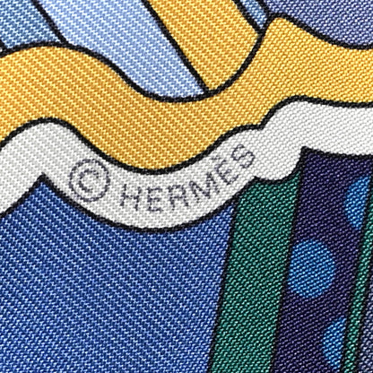 Hermes Silk Faubourg Rainbow Twilly Blue Jaune Vert 4 of 4