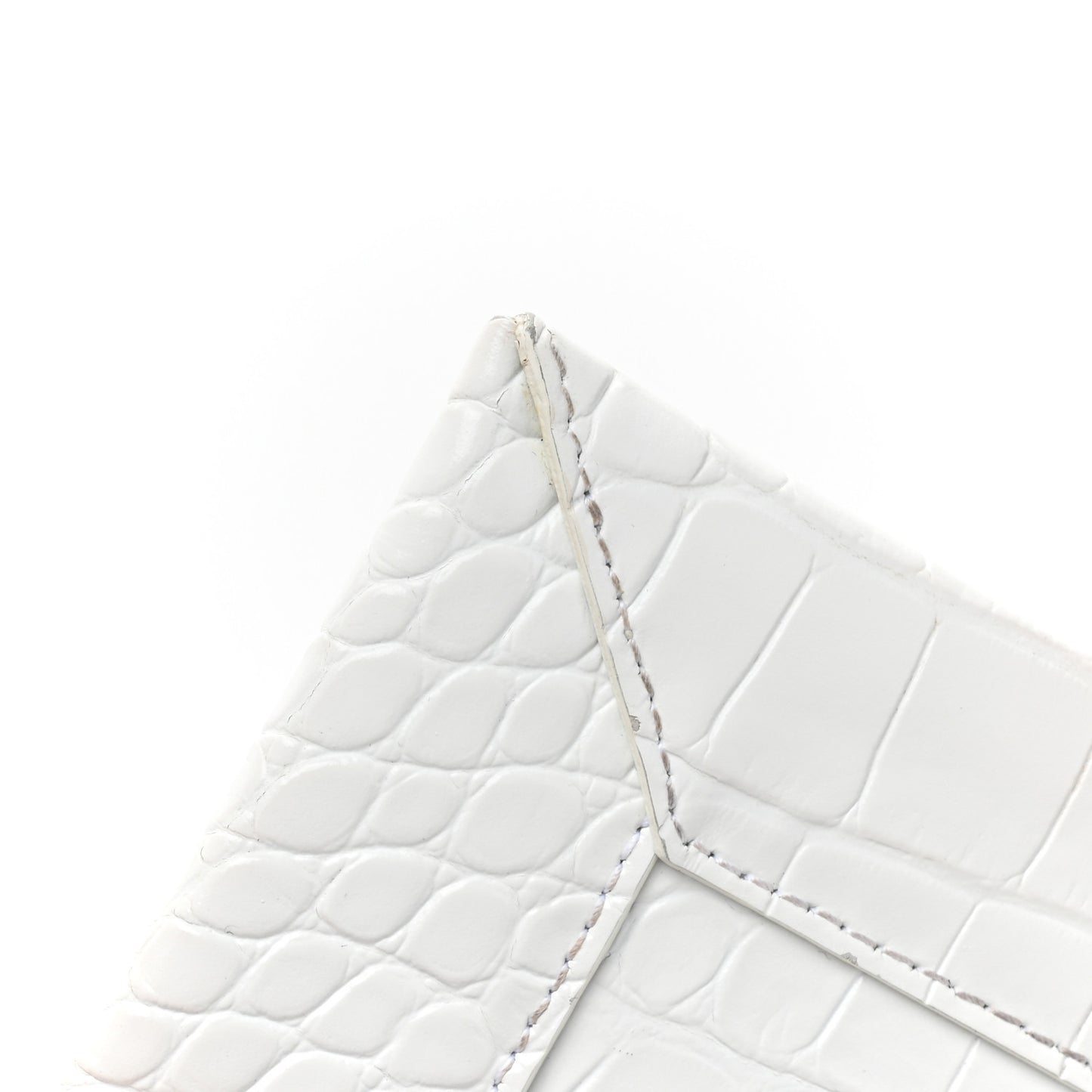 Shiny Extra Supple Calfskin Crocodile Embossed Small Triplet Bag Optic White