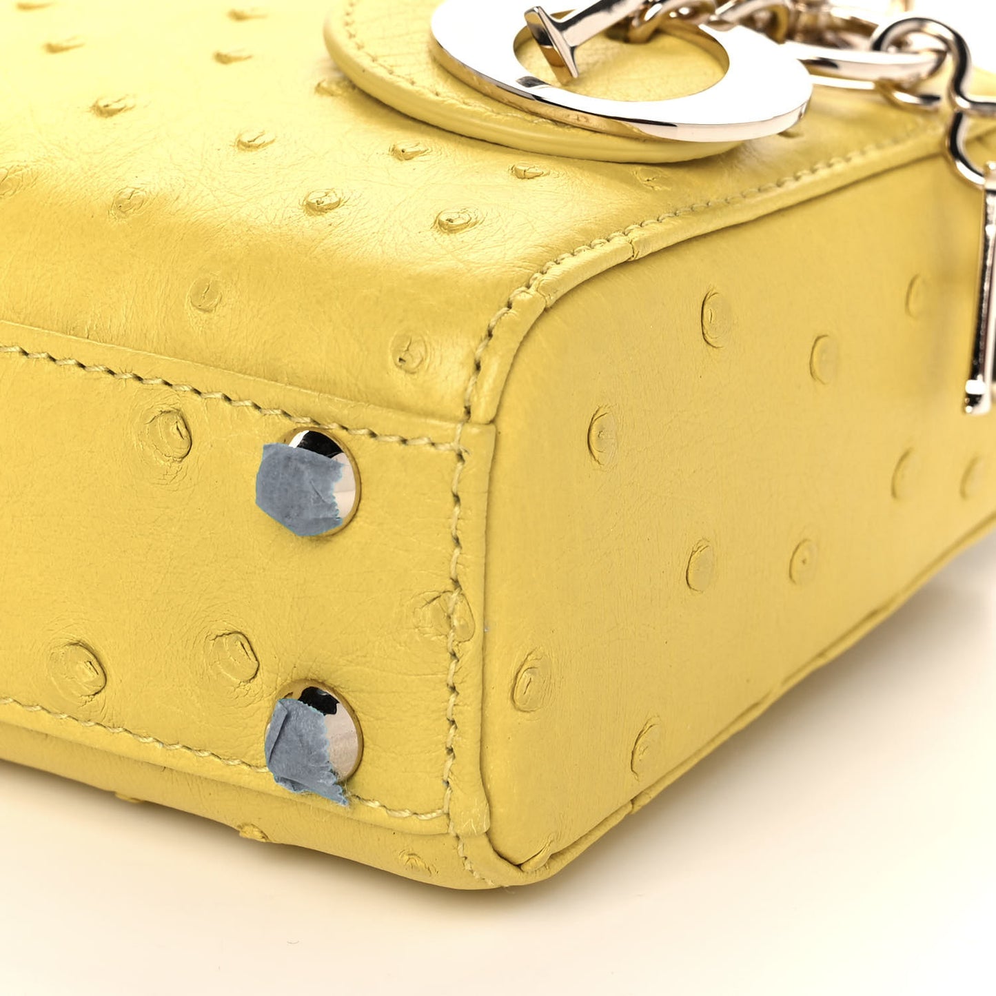 Ostrich Micro Lady Dior Yellow