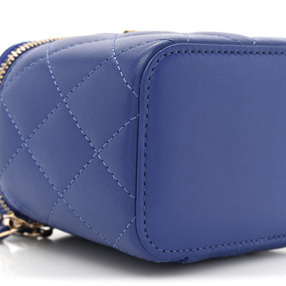 Chanel Lambskin Quilted Top Handle Mini Vanity Case With Chain Blue 10 of 11