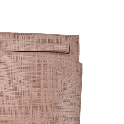 Loewe Calfskin Linen Embossed Large T Pouch Blush 9 of 9
