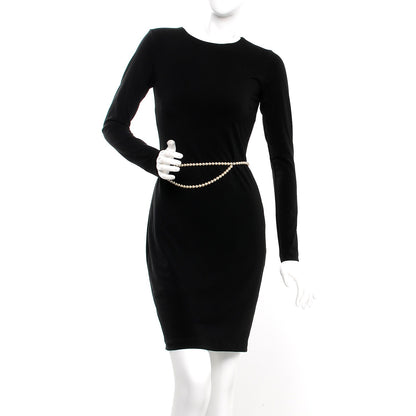 Chanel Pearl Beaded CC Double Strand Belt Black White 2 of 4