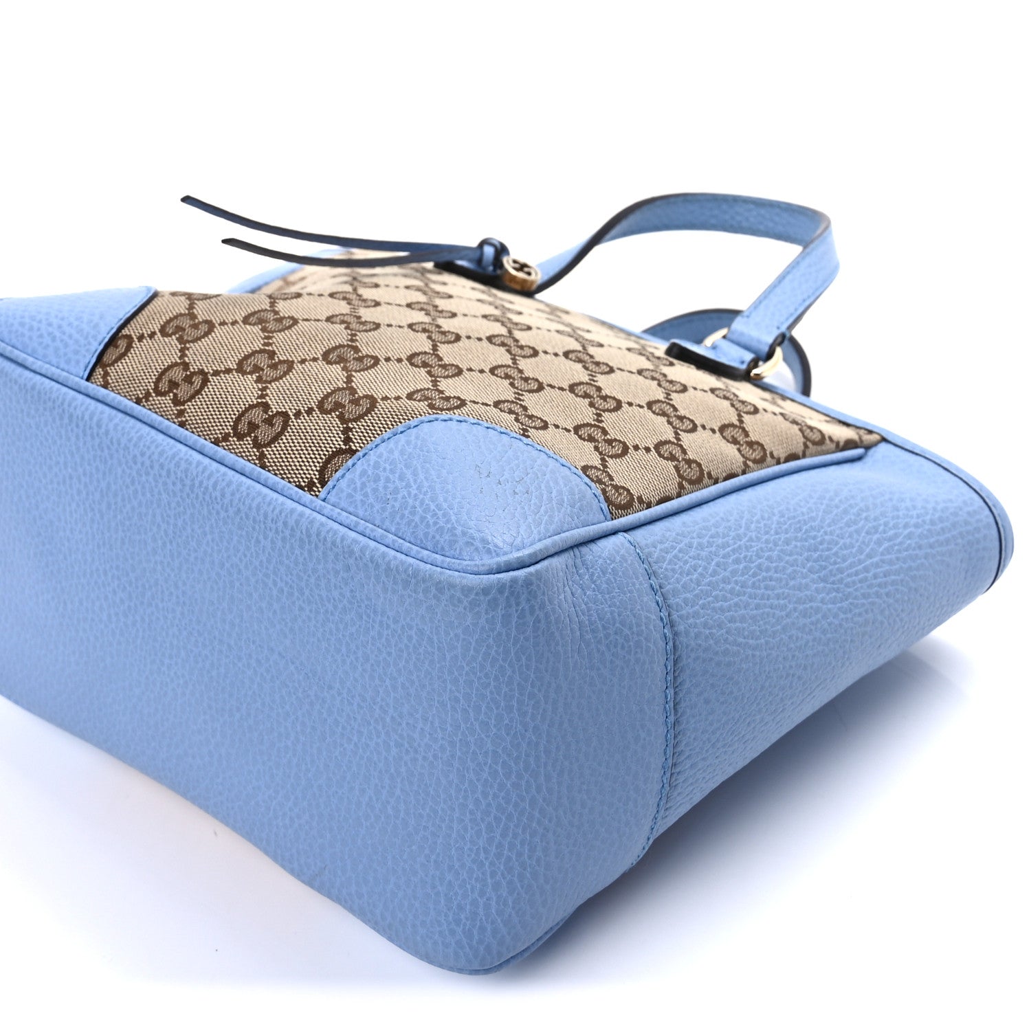 Gucci Monogram Dollar Calfskin Small Bree Tote Beige Ebony Mineral Blue 8 of 8