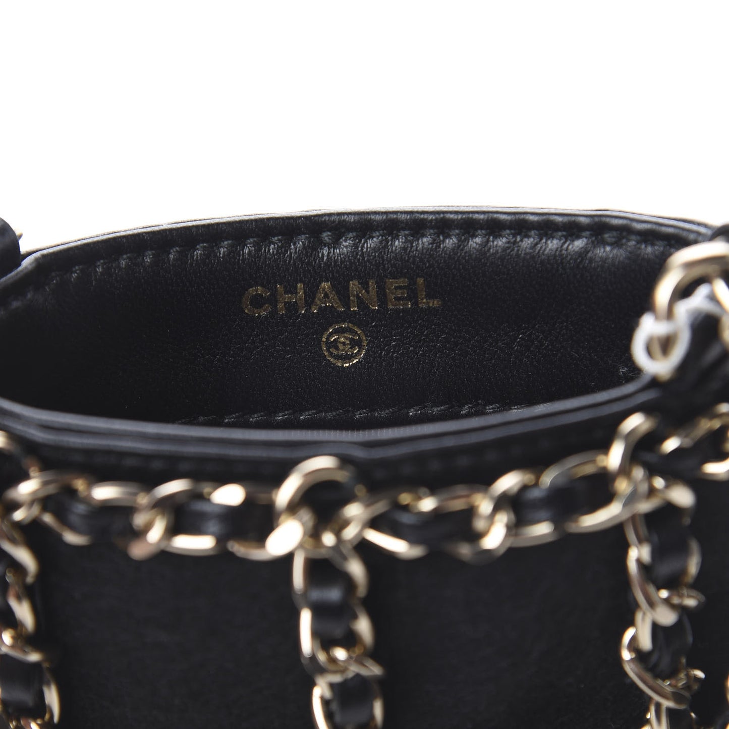 Lambskin Tech Me Out Clutch With Chain Black