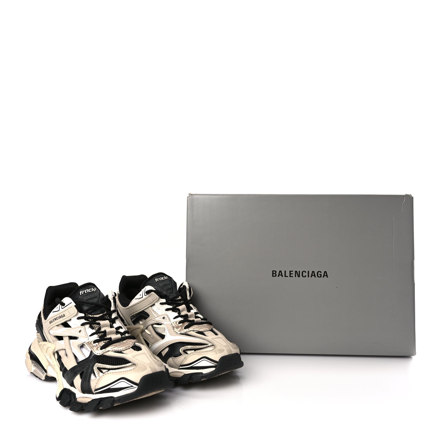 Balenciaga Rubber Mesh Bi-Color Mens Track.2 Open Sneakers 43 Beige Black 8 of 8
