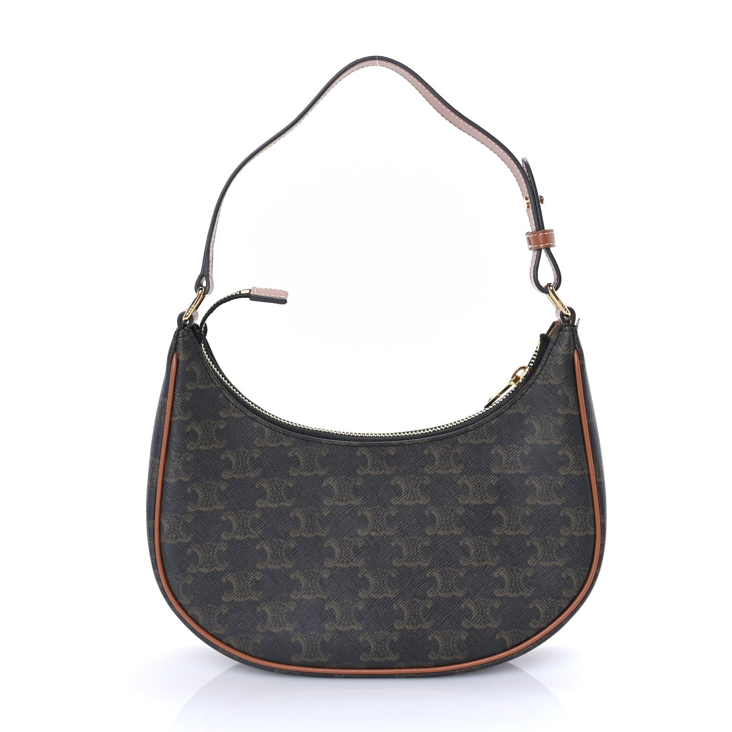 Celine Triomphe Canvas Calfskin Ava Shoulder Bag Tan 1 of 7