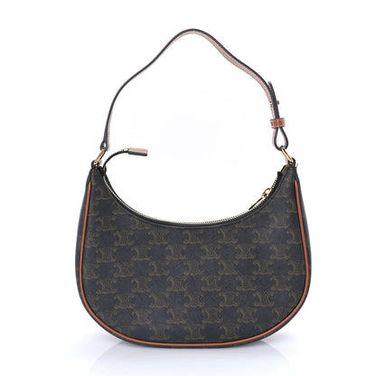 Celine Triomphe Canvas Calfskin Ava Shoulder Bag Tan 1 of 7