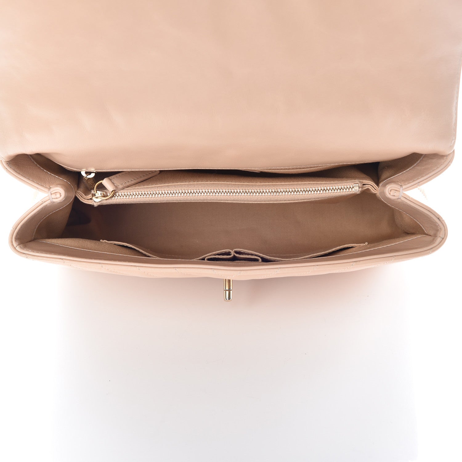 Chanel Calfskin Chevron Quilted Large Coco Handle Flap Light Beige 5 of 13