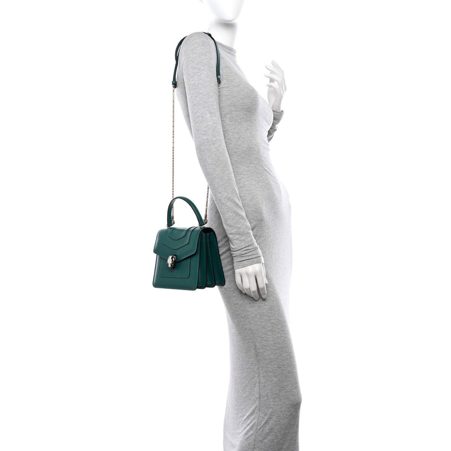 Calfskin Serpenti Forever Top Handle Emerald Green