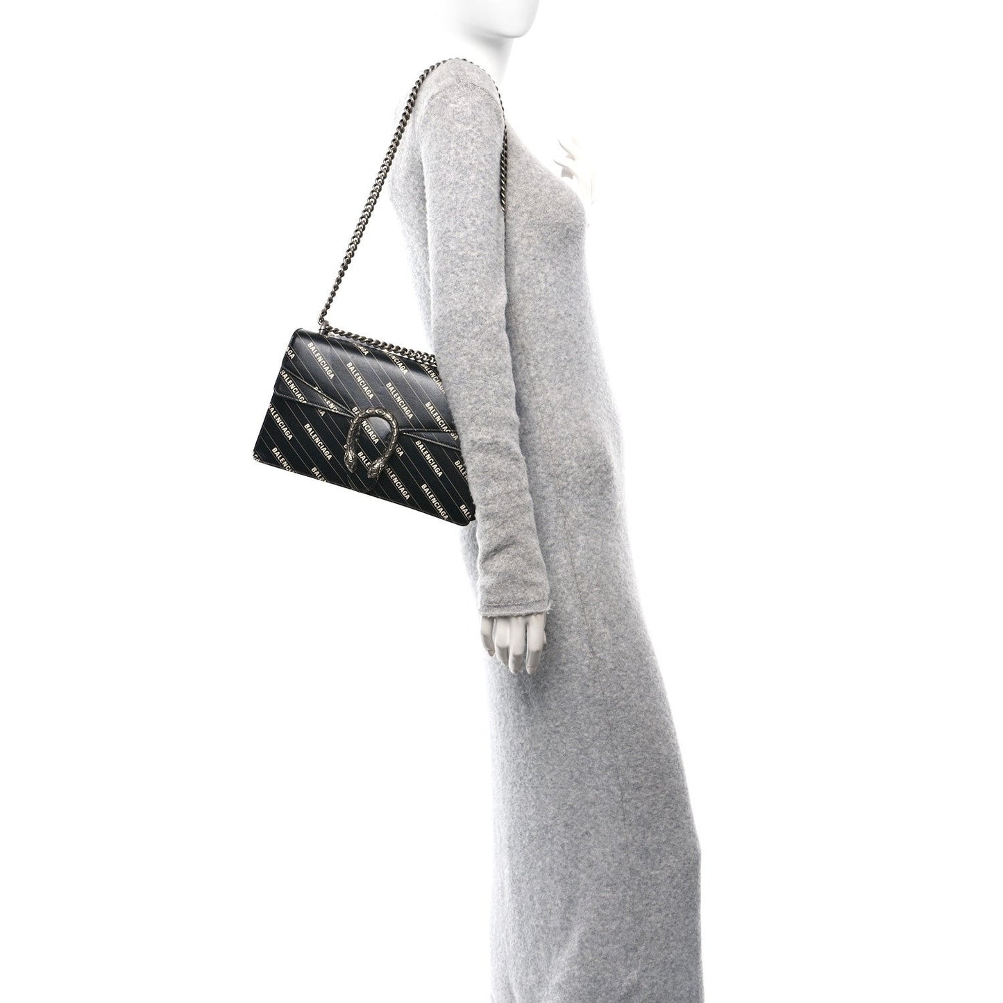 X Calfskin Logo Print Small Dionysus Shoulder Bag Black