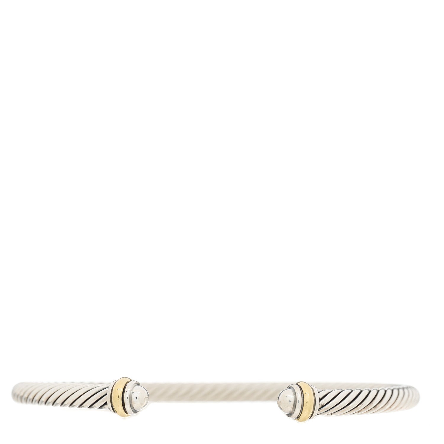 David Yurman Sterling Silver 18K Yellow Gold 4mm Cable Classics Bracelet 1 of 3