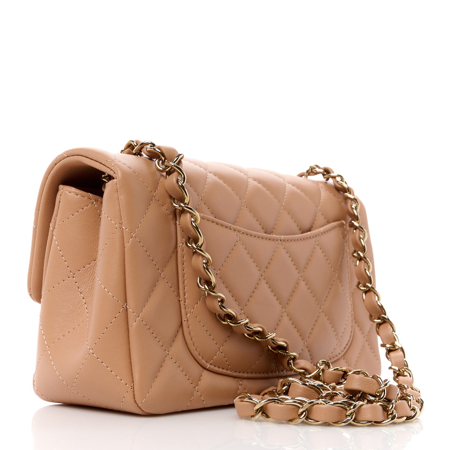 Lambskin Quilted Mini Rectangular Flap Brown